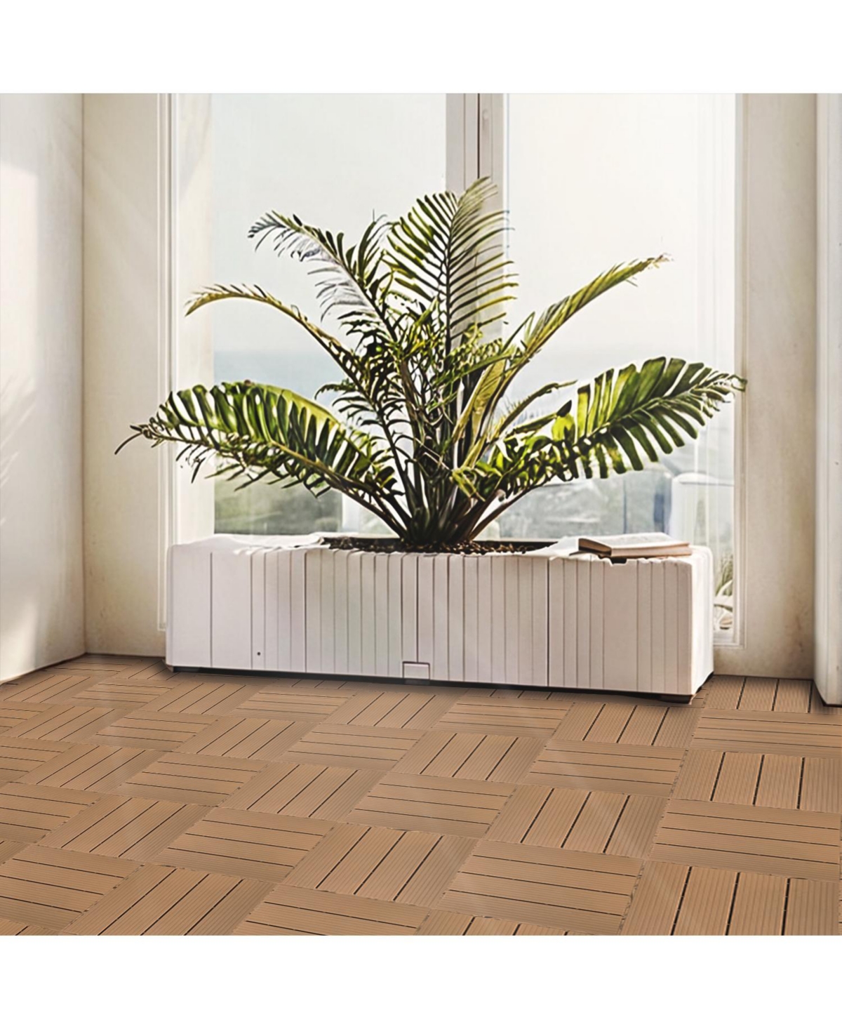 Streamdale Furniture Plastic Composite Deck Tiles Set of 35pcs, Composite Decking Resist Rust, Water, Weather, Indoor&Outdoor, Easy to Diy & Maintain