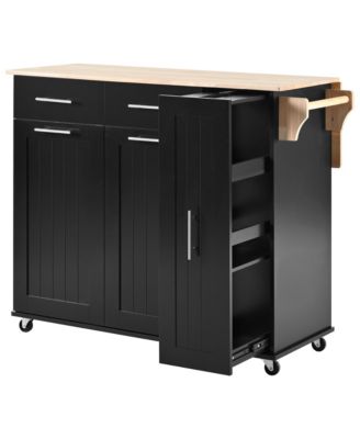 Kitchen Island Cart with Storage, Drop Leaf, Towel Rack, Drawers