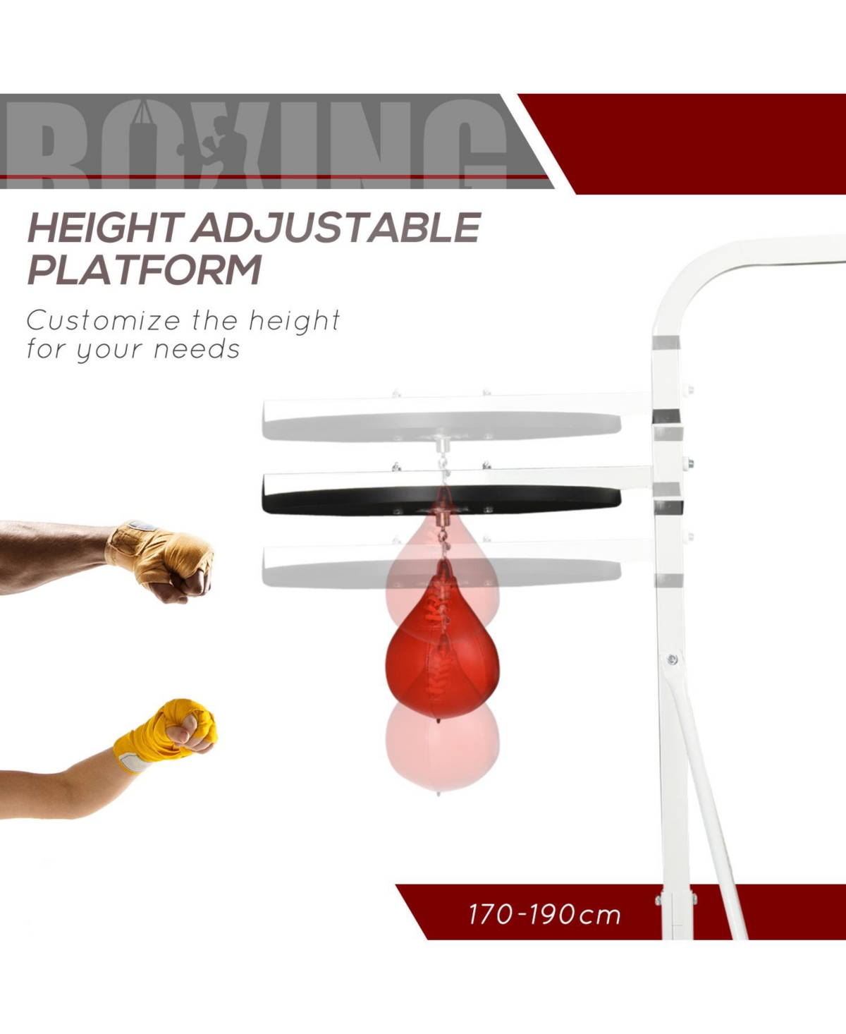 Streamdale Furniture 2 in Punching Bag Stand, Adjustable Height Heavy Bag Stand with Weighted Base and Speed Bag, Freestanding for Home Gym