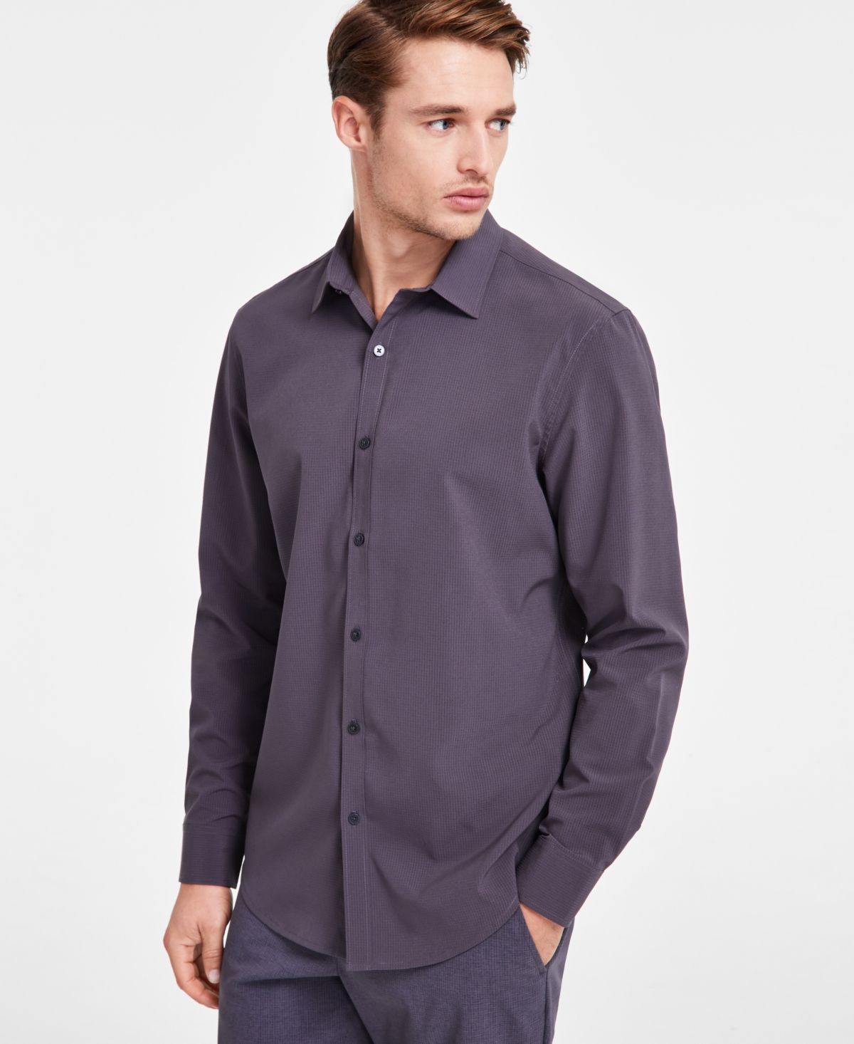 Alfani Men's Air Flow Shirt, Exclusively At Macy's In Ebony Grey