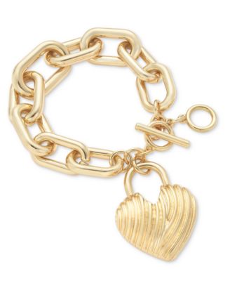 I.N.C. International Concepts - Gold-Tone Large Heart Charm Chunky Link Bracelet