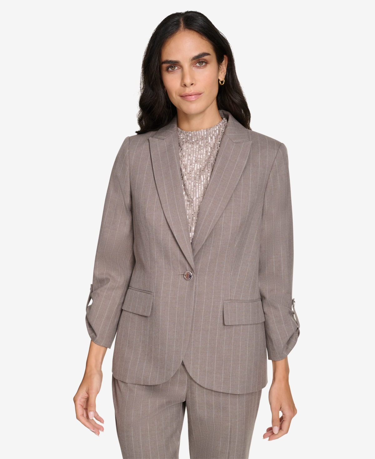 CALVIN KLEIN PETITE ONE-BUTTON BLAZER 