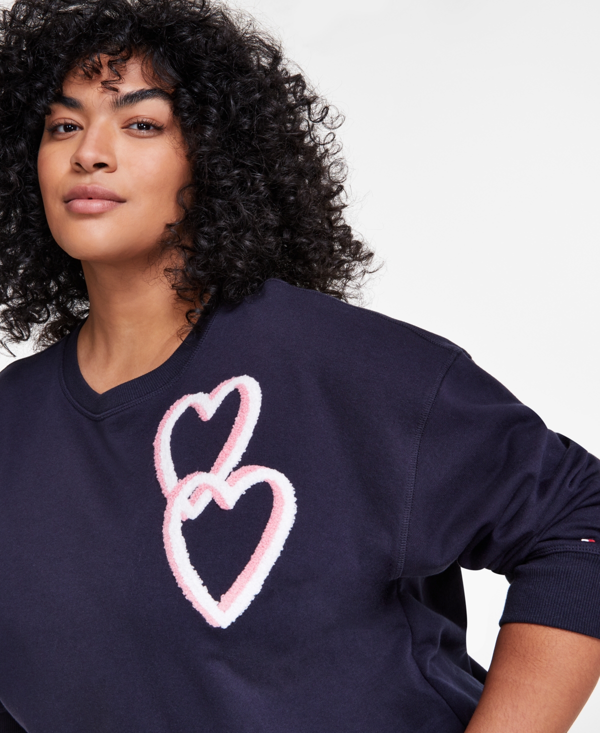 Tommy Hilfiger Plus Size Chenille Heart Sweatshirt, Exclusively at Macy's