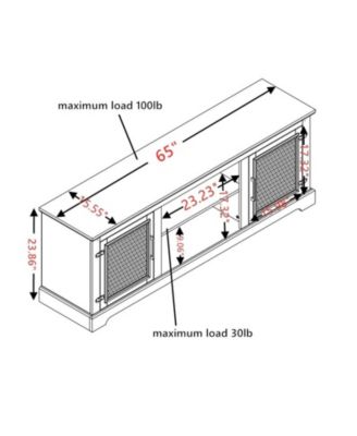 Farmhouse Rattan TV Stand with Electric Fireplace, 65"W