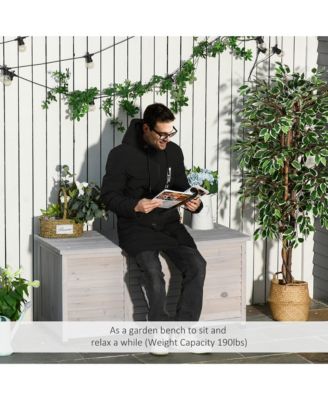 75 Gallon Wooden Deck Box, Outdoor Storage Container with Aerating Gap & Weather-Fighting Finish, Grey