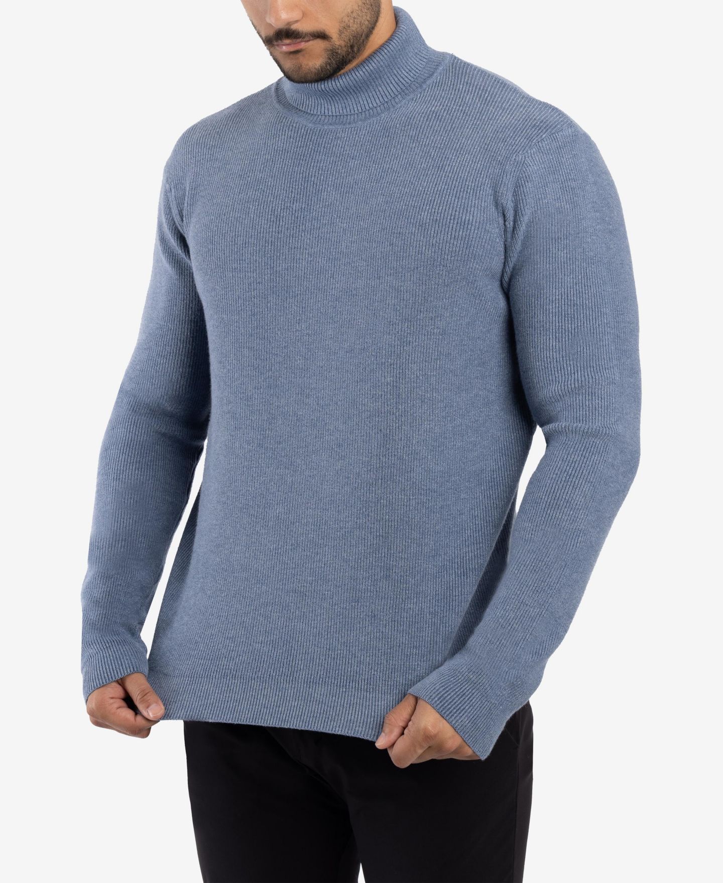 Мужской свитер SPRING + MERCER Ribbed Turtle Neck, цвет: Меланжевый сланцевый — фото 3
