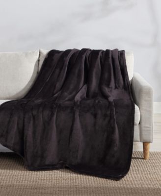 CLOSEOUT! Solid Ultra Lux Plush Reversible Throw, 60" X 50"