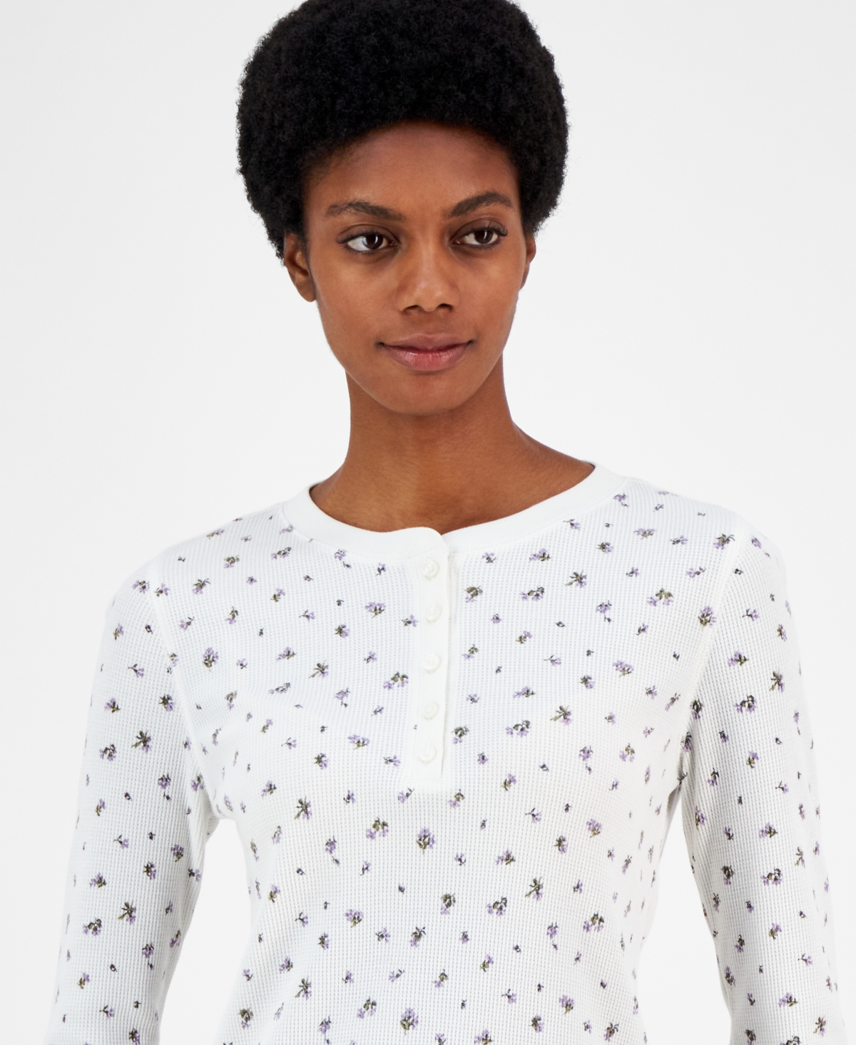 Levi's Women's Jakob Long Sleeve Waffle-Knit Henley Top