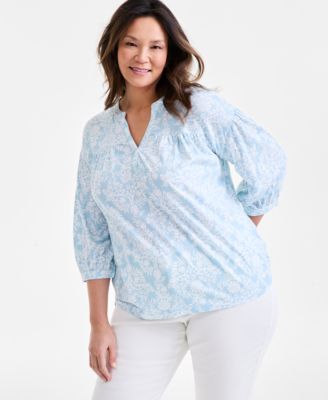Style & Co - Plus Size Printed 3/4-Sleeve Top