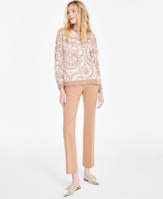 Shop Jones New York Womens Paisley High Low Boat Neck Sweater Nyc Compression Bootcut Pull On Pants