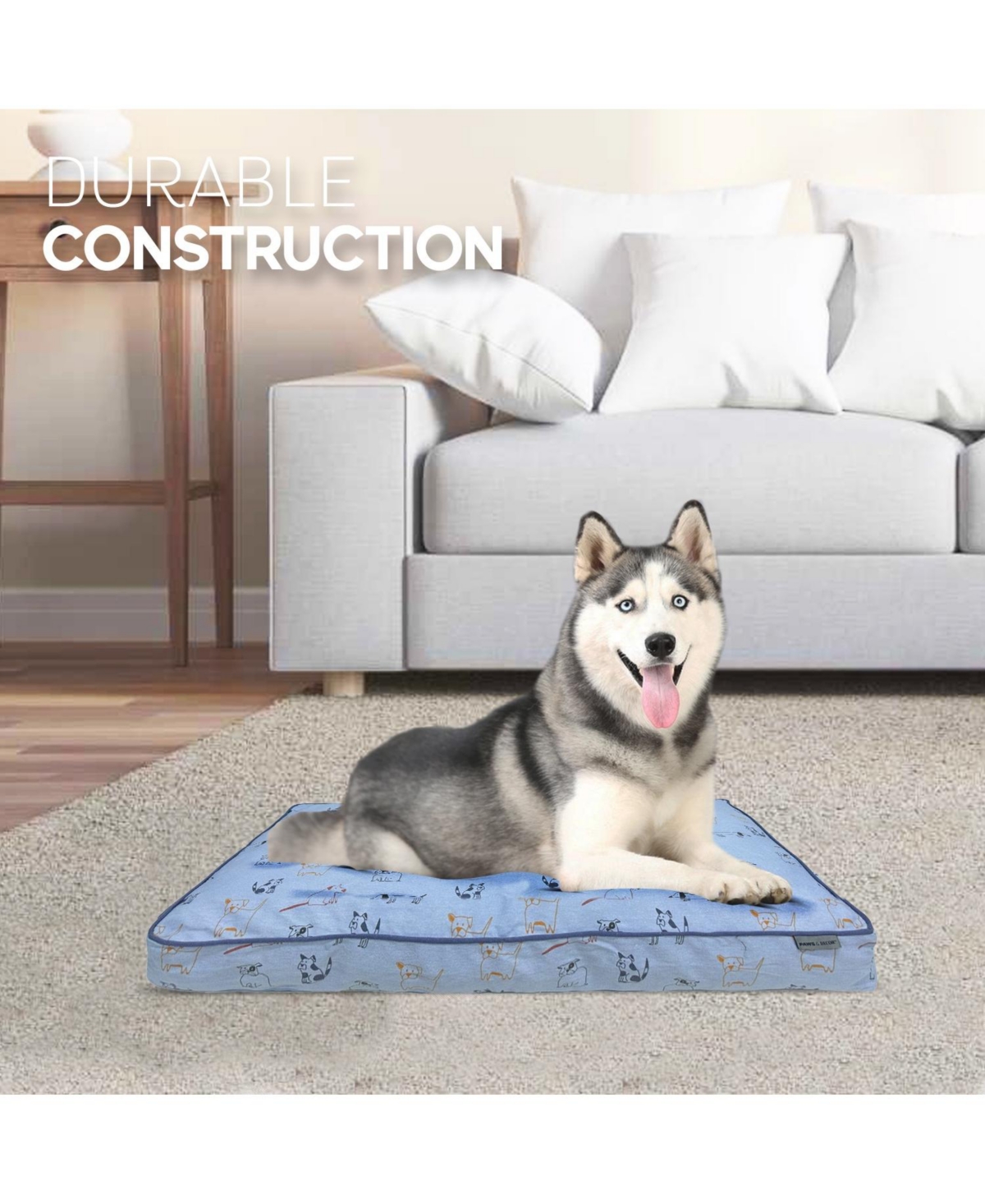 Paw & Decor Paws and Decor Taupe Plaid Dog Bed, Plush & Durable Pet Bed for Dogs, Orthopedic Sleeping Pad for Pets
