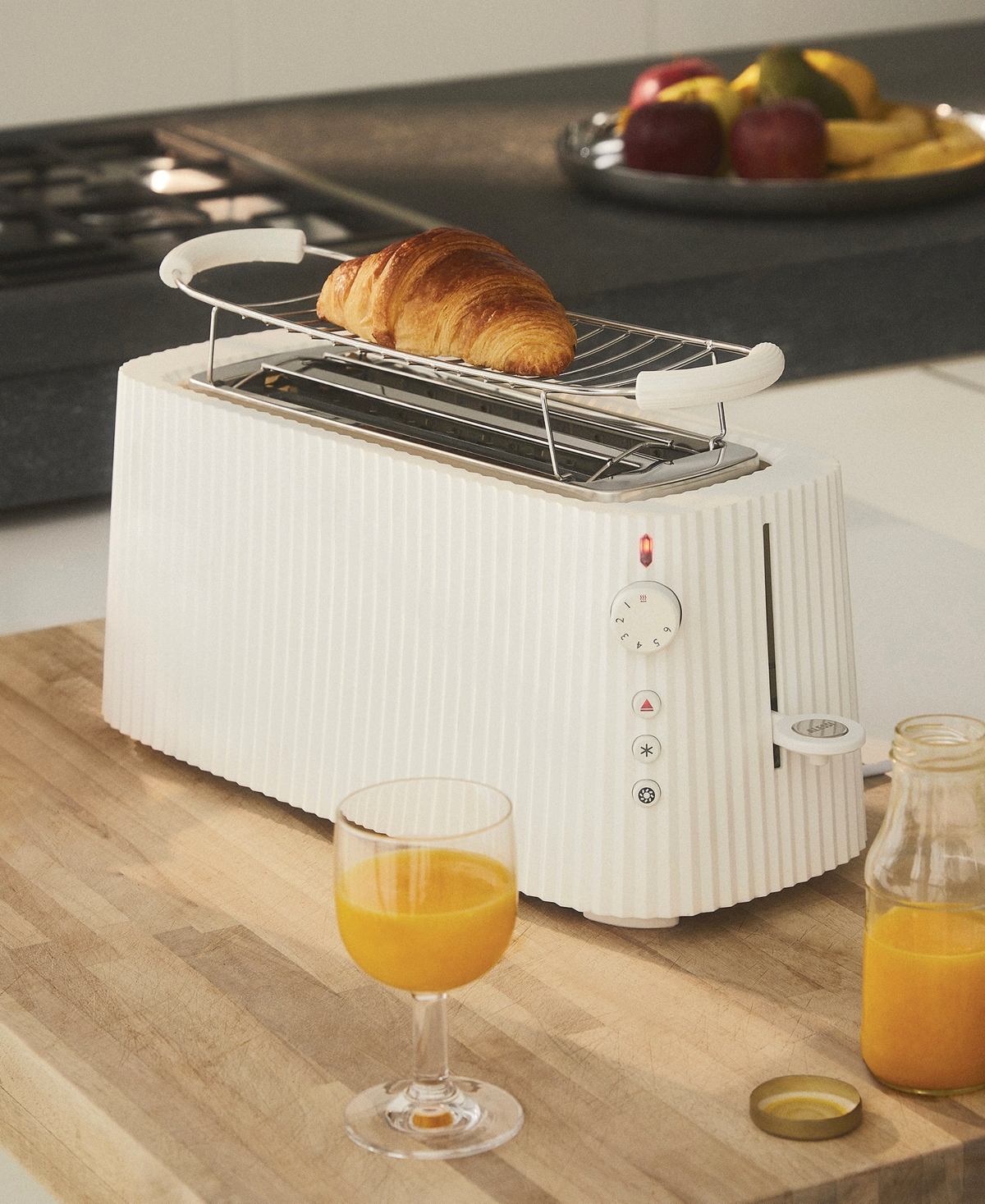 Alessi Plisse 4 Slice Toaster With Warming Rack In White