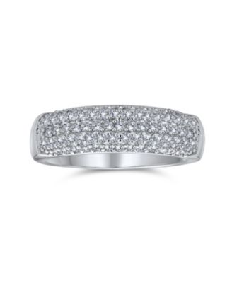 Micro Pave Cocktail CZ Pave Statement 1/2 Eternity Band Ring Rose Gold Plated .925 Sterling Silver