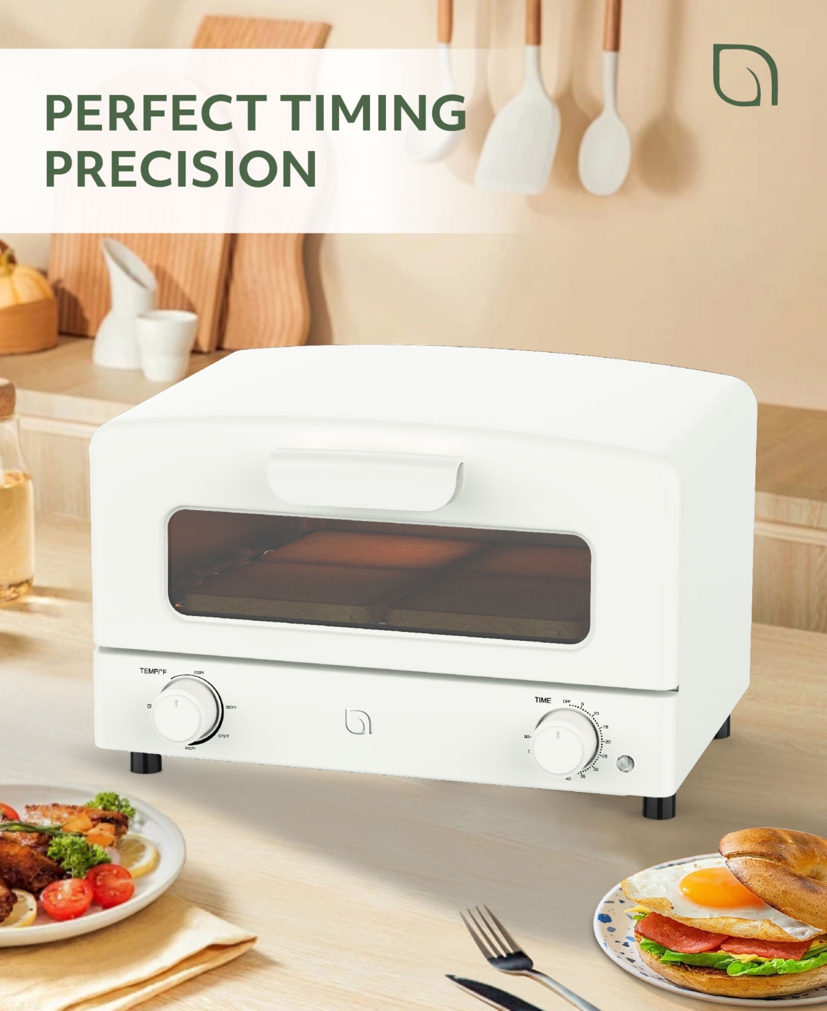 Willow Kitchen Compact Toaster Oven - Toasts and Bakes with 4 Slice or Pizza Capacity, Crumb Tray, Baking Rack