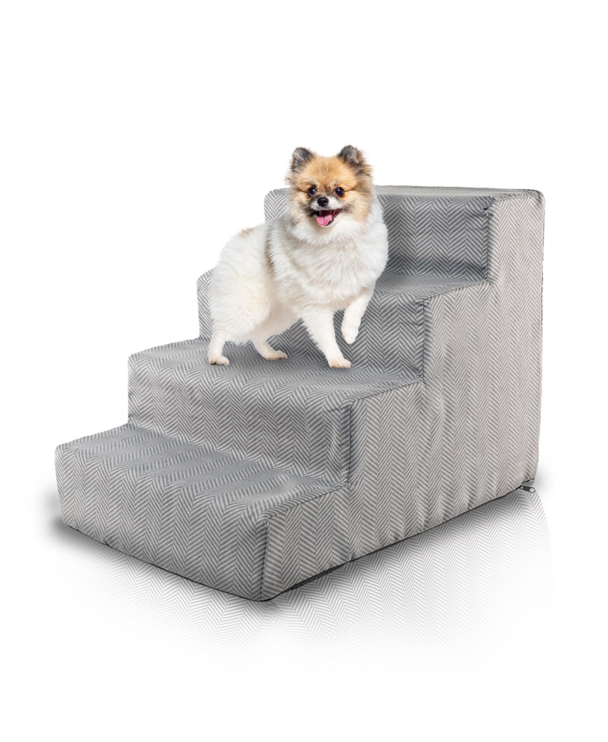 Home Base 4-Step Dog Steps for Bed, Dog Stairs for Couch, Pet Stair for Cats and Dogs, High Density Foam Herringbone Design,