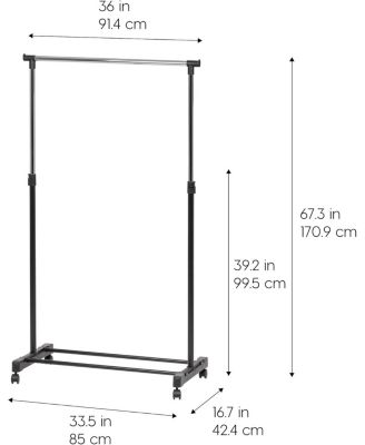 Rolling Adjustable Single-Rod Clothes Garment Rack