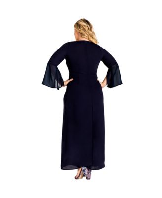 Plus Size Slit Flare Bell Sleeve Maxi Dress