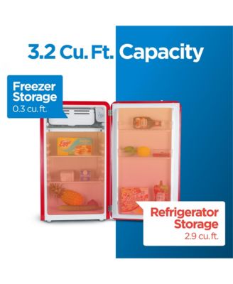 3.2 Cu. Ft. Refrigerator With Freezer, Vintage Style Refrigerator, With Slide-Out Glass Shelves & Tall Bottle Storage, Retro Fridge