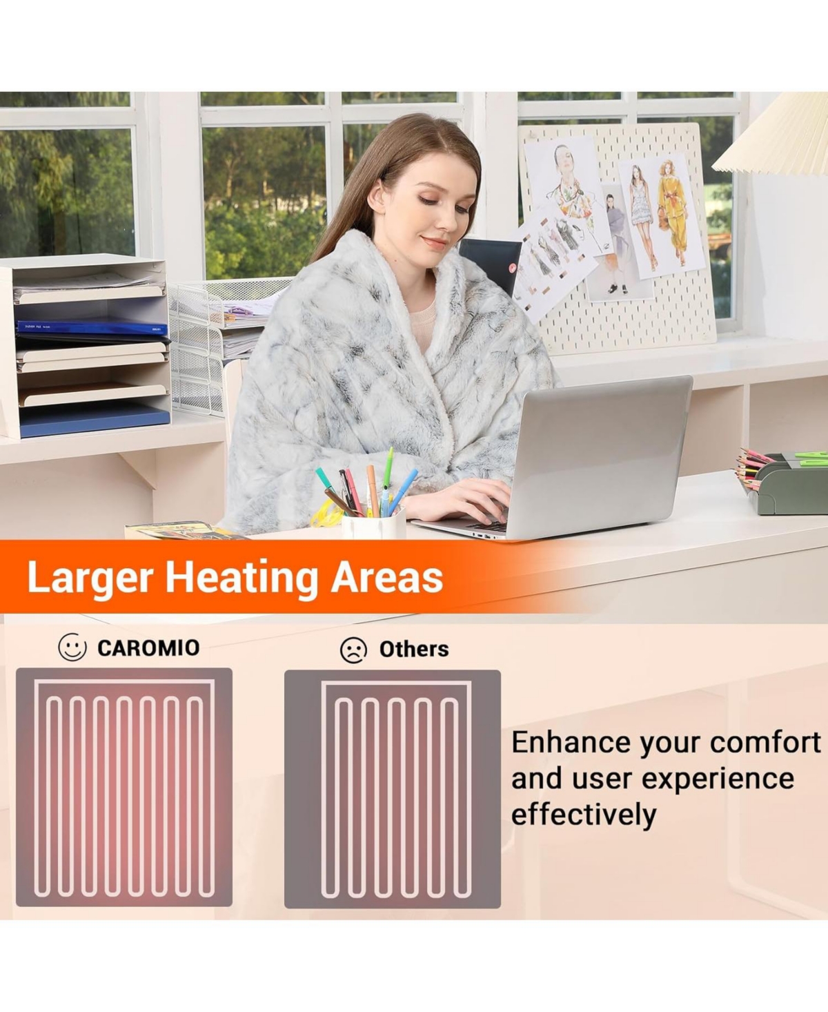 Caromio Size Tie-Dye Pv Plush Sherpa Electric Heated Throw Blanket, 62