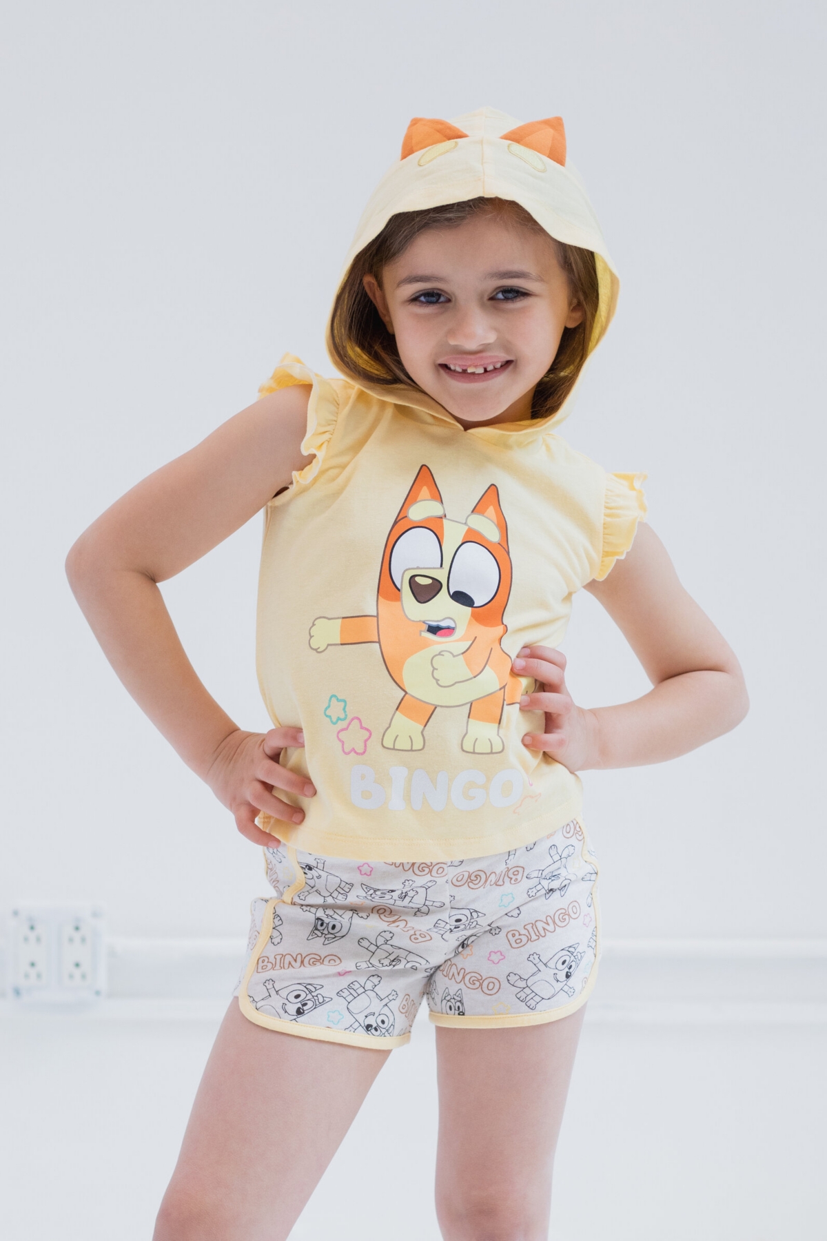 Bluey Toddler Girls Cosplay Tank Top and Active Retro Dolphin French Terry Shorts