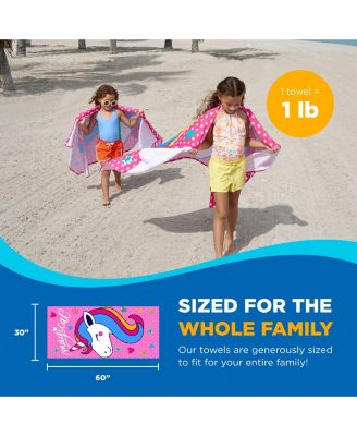 Printed Beach Towel Set - Oversized Beach Towel for Kids - Quick-Dry & Soft Cotton Towel with Printed Design - Luxury Towel for Swimming - 30" x 60", Magical Unicorn (2 Pack)