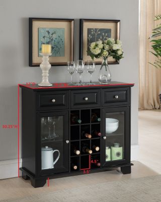 Buffet Server Sideboard Cabinet with Wine Storage, Black