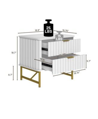 2-Drawer Nightstand with Metal Base