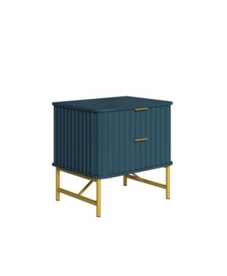2-Drawer Nightstand with Metal Base