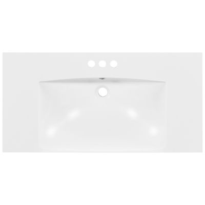 36" Single Bathroom Basin Sink, Vanity Top Only, 3-Faucet Holes, Resin
