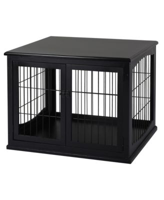 Dog Crate Furniture, Small Dog Cage End Table with Two Opening Sides, Lockable Door, Puppy Kennel Indoor, Cute and Decorative, Black