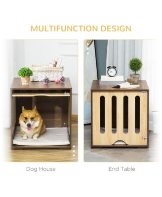 Furniture Style Dog Crate End Table with Removable Door Panel, Dog Crate Bed with Foam Cushion, Safety Lock, Indoor Use, for Small & Medium Dogs, Brown