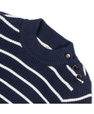 Baby Girls Long Sleeve Mock Neck Sweater with Gold Buttons