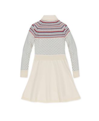 Baby Girls Organic Shawl Collar Fair Isle Sweater Dress