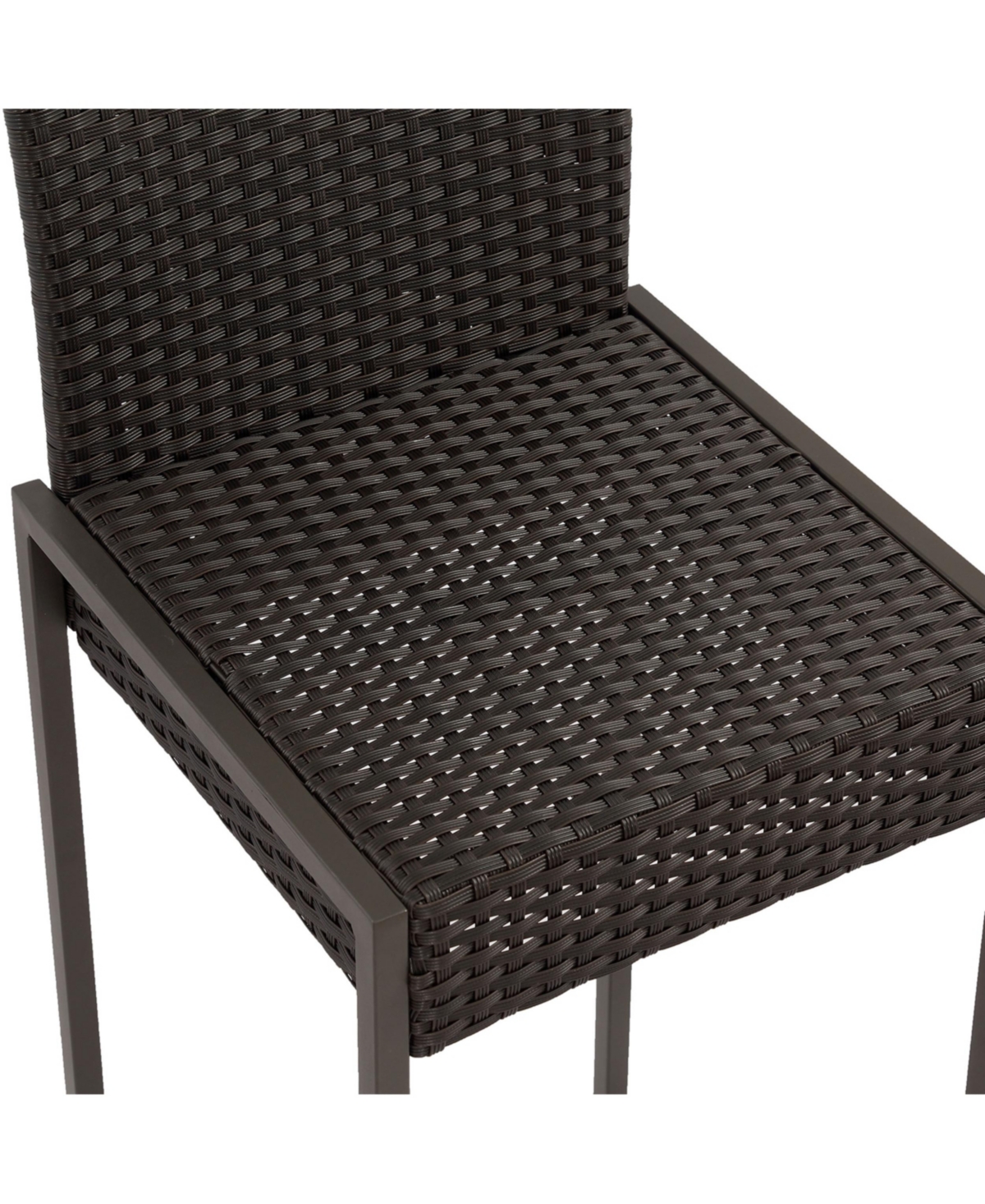 Transitional Outdoor Wicker Barstools With Powder-Coated Iron Frame (Set Of 2)