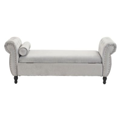 Streamdale Multifunctional Velvet Ottoman Bench with Pillow