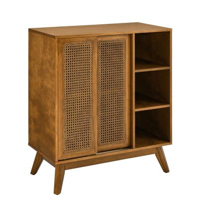 Streamdale Mid-Century Rattan Sideboard Cabinet with Shelf