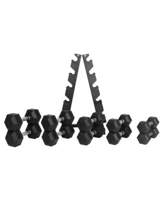 BalanceFrom Signature Alloy Steel 200 lb Rubber Encased Hex Dumbbell Set, Black