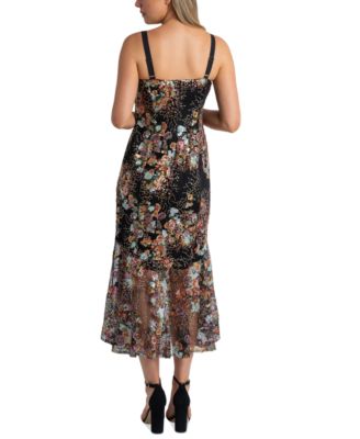 Women's Floral Sequence Mermaid Midi Dress