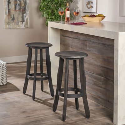 Streamdale Acacia Wood Outdoor Barstools (Set of 2)