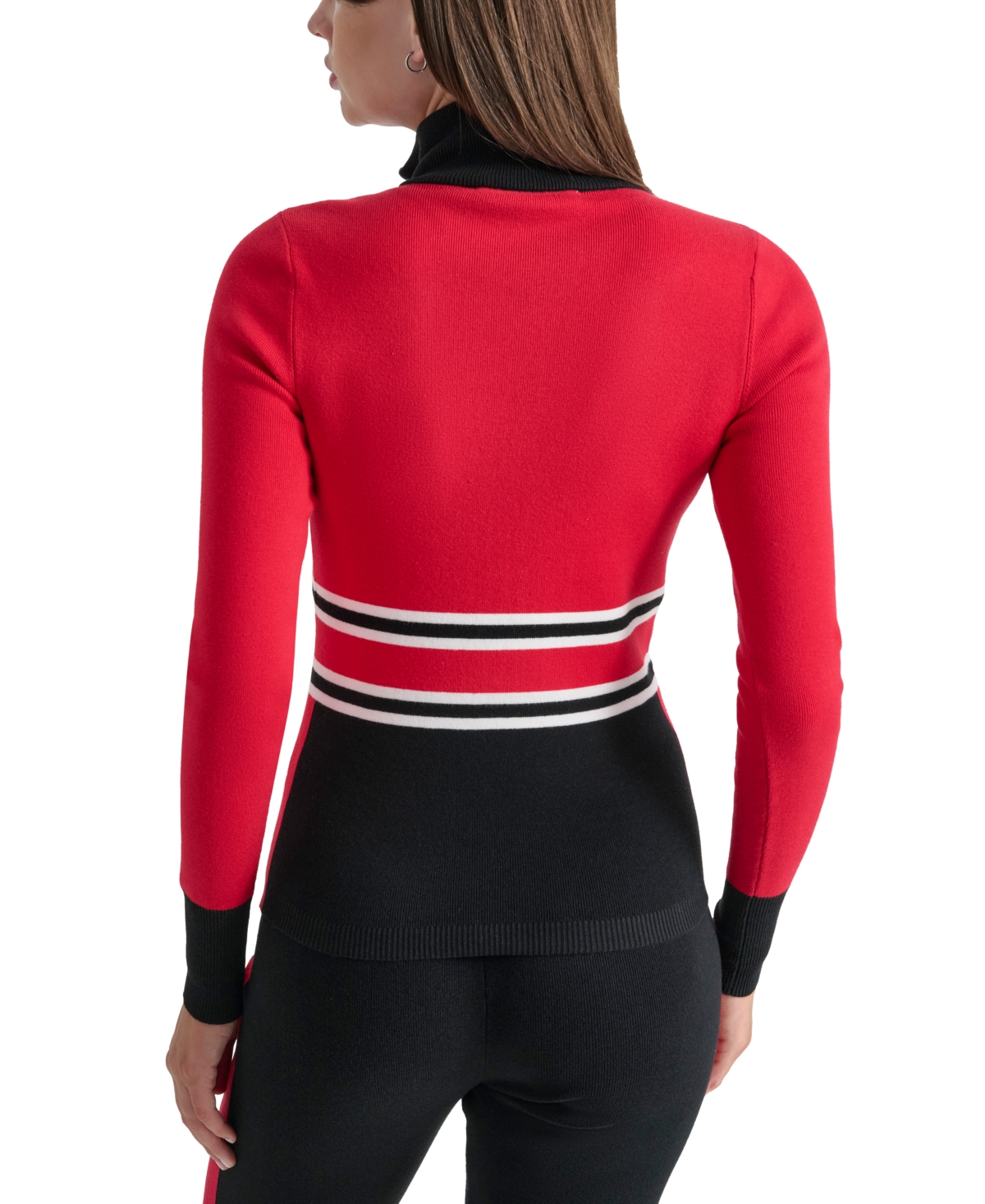 Dkny Women's Apres Ski Chevron-Stripe Half-Zip Sweater