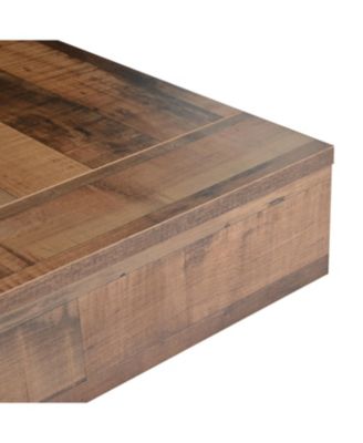 Farmhouse Coffee Table with USB & Outlets, Rustic LED Cocktail Table, 31