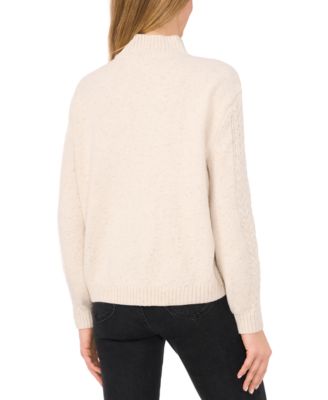 Women's Mock Neck Cable-Knit Drop-Shoulder Sweater
