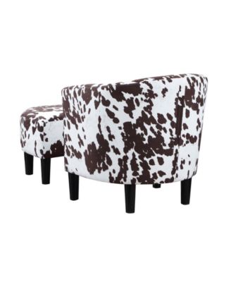 26.25" Faux Cowhide Churchill Accent Chair with Ottoman