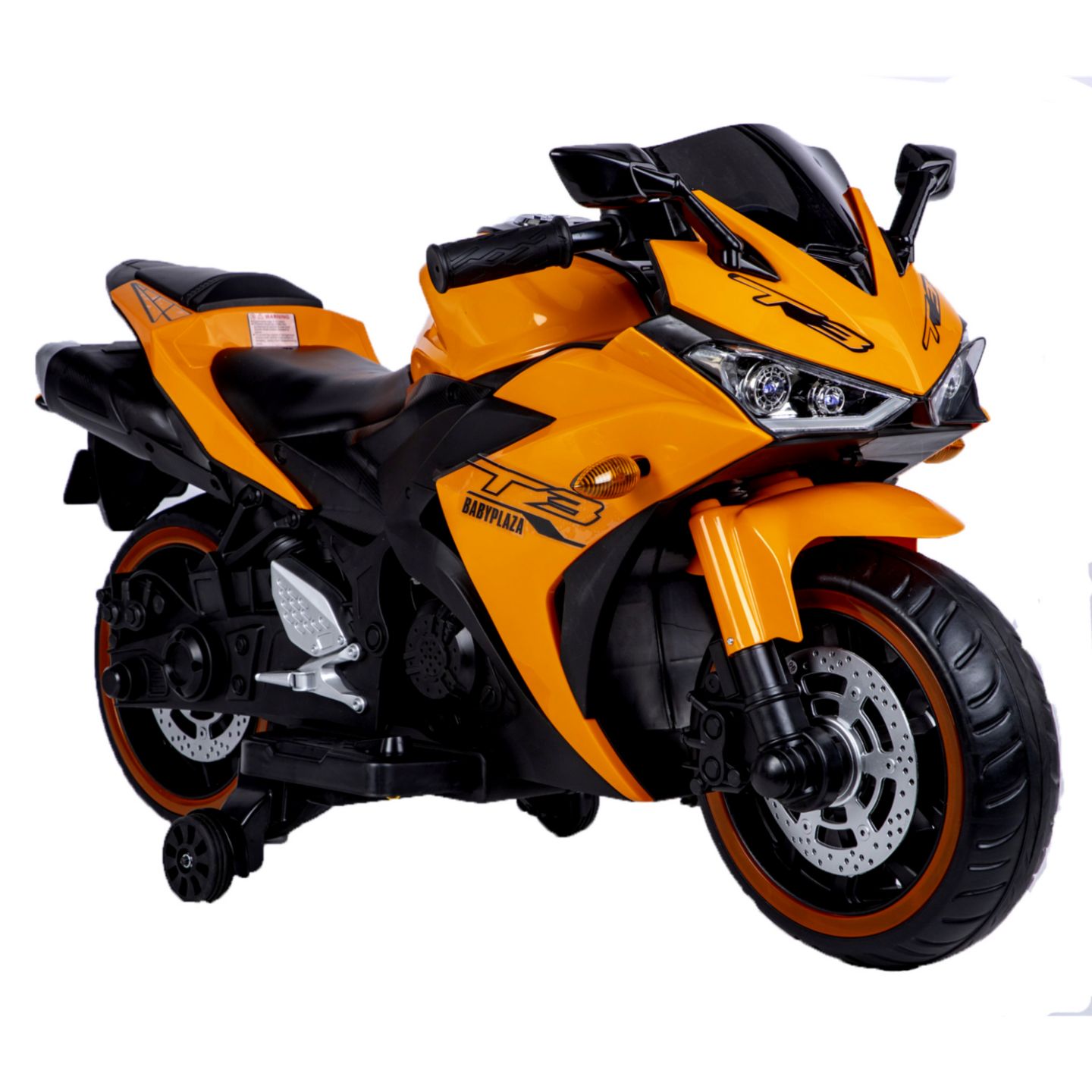 Детская игрушка Streamdale Furniture Tamco Electric Motorcycle with Training Wheels & LED Lights, Ages 3-7, цвет: Оранжевый — фото 2