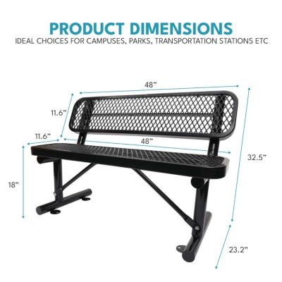 Streamdale 4 ft. Outdoor Steel Bench with Backrest in Black