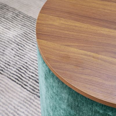 Chenille Storage Ottoman with Stool