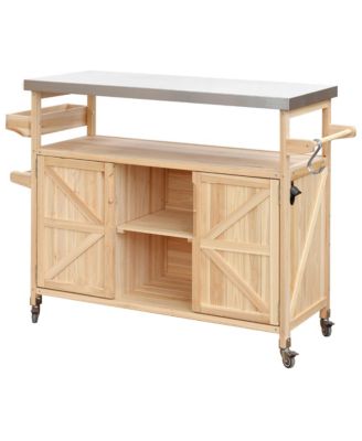 Farmhouse Outdoor Island Cart with Grill Top