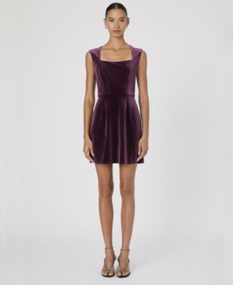 French Connection - Women's Stretch Velvet Square-Neck Dress