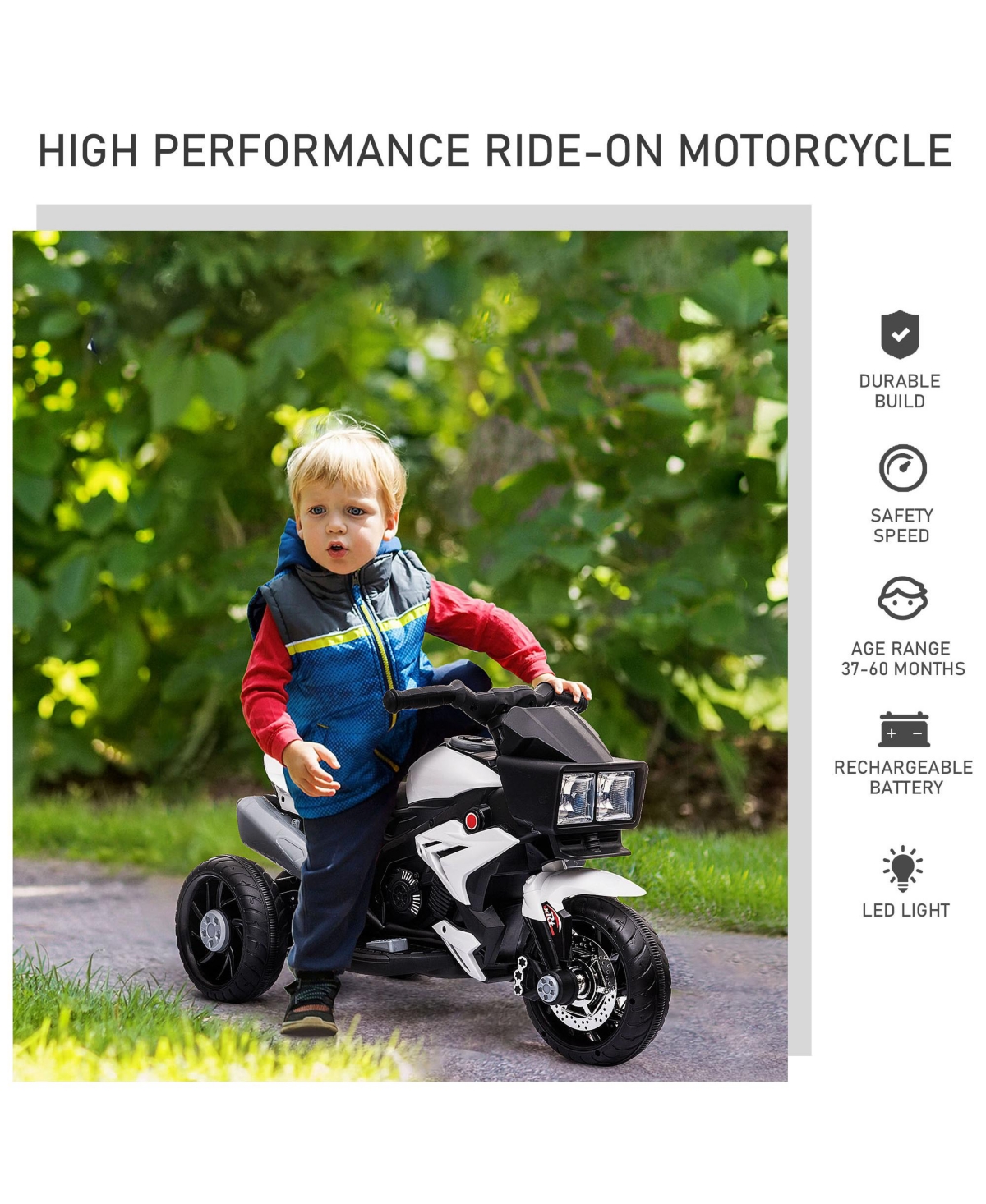 Streamdale Furniture 6V Kids Motorcycle Ride-on Toy for Toddlers and Up to 5 Years Old, High-Traction Battery-Operated Ride-on Vehicle, Mini Motorbike