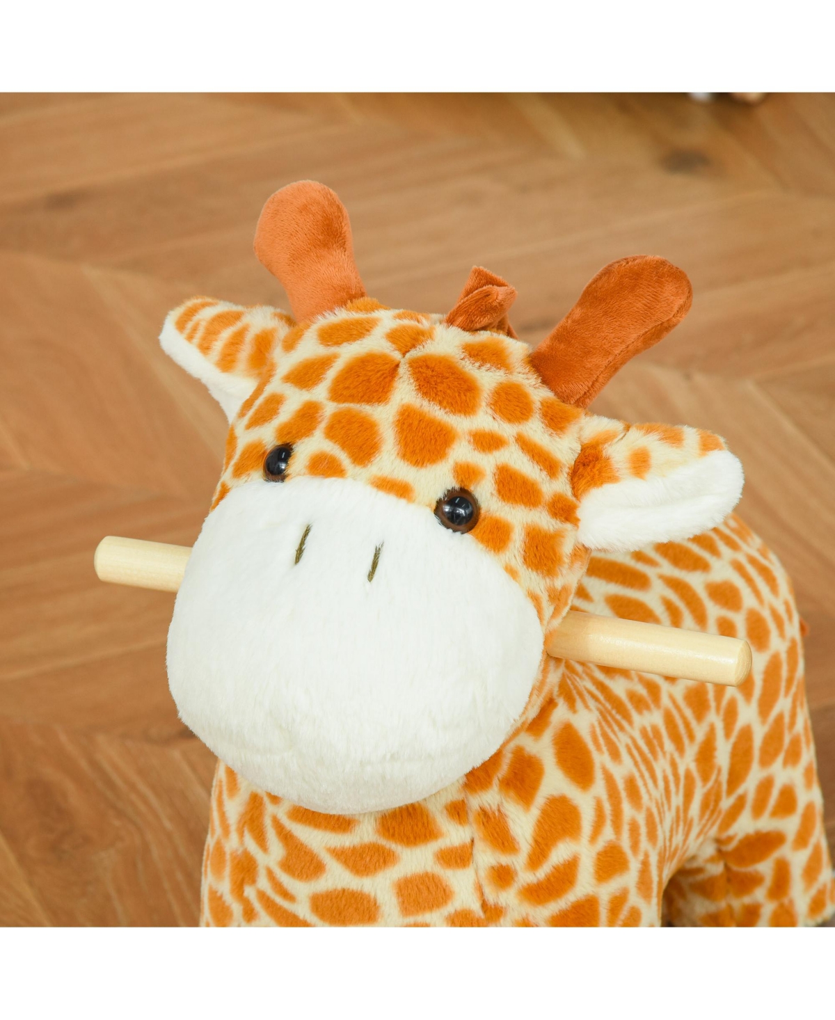 Streamdale Furniture 2-in-1 Kids Plush Ride-On Rocking Horse Toy, Giraffe-shaped Plush Rocker with Realistic Sounds for Children 3 to 6 Years